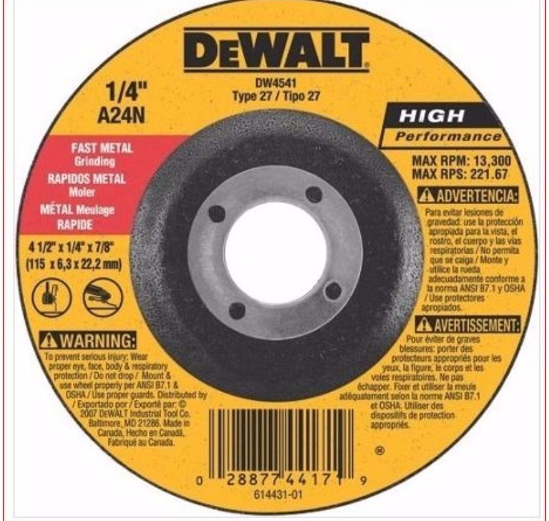 EL ALETLERİ - KESME TAŞLARI / DİSKLERİ - Dewalt DW4547 Metal Taşlama Diskleri (Bombeli) Ø180mm -DW4547
